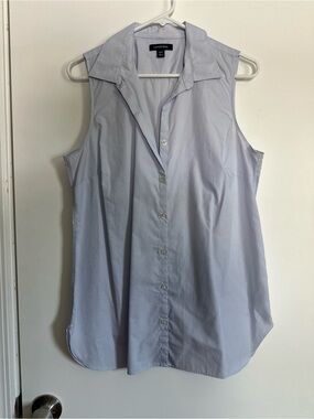 Lands' End Sleeveless Button-Down Shirt - Soft Blue
